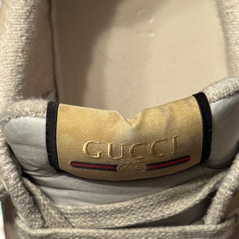 Men's Gucci Sneakers Vintage Style Green Cream Monogram - Picture 3 of 8